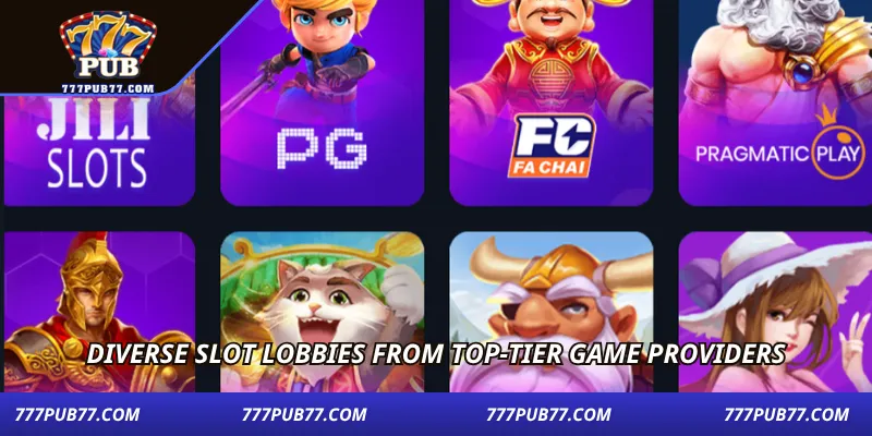 Diverse slot lobbies from top-tier game providers