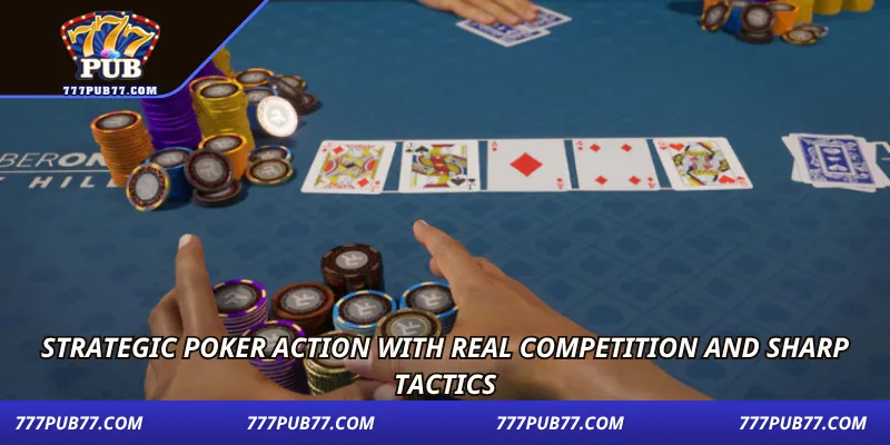 Strategic poker action with real competition and sharp tactics
